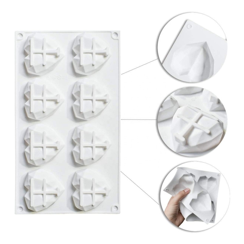 Φόρμα 3D Diamond Love Heart Food Grade σε σχήμα σιλικόνης με φόρμα διακόσμησης για κέικ για γλυκά για ψησίματος σοκολάτας φοντάν γενεθλίων