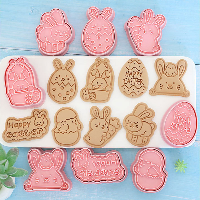 8/10 tk lihavõttepühade silikoonist küpsisevormid munapuru koomiksivaigust küpsisevormid isetehtud lihavõttepeo tarvikute jaoks Küpsisetööriistad