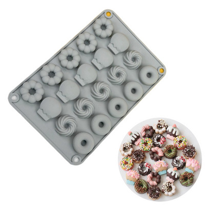Moldes de Silicona Repostería y Pastelería Candy Mold σιλικόνης Μίνι ντόνατ DIY Κέικ σοκολάτας Φτιάχνοντας μούχλα Φόρμα ρητίνης παγοκύβου