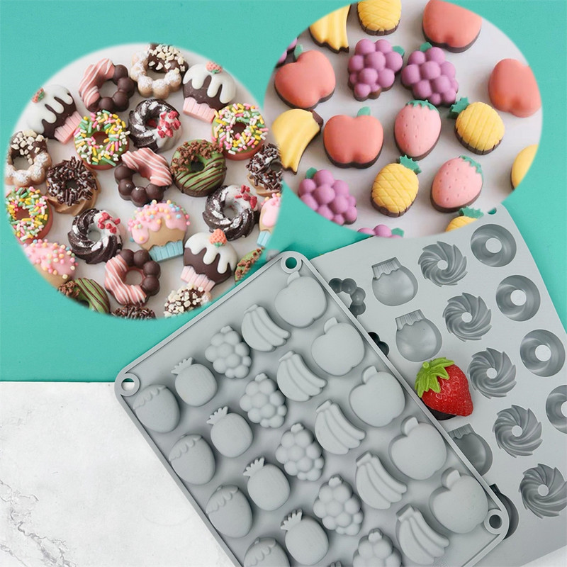 Moldes de Silicona Repostería y Pastelería Candy Mold σιλικόνης Μίνι ντόνατ DIY Κέικ σοκολάτας Φτιάχνοντας μούχλα Φόρμα ρητίνης παγοκύβου