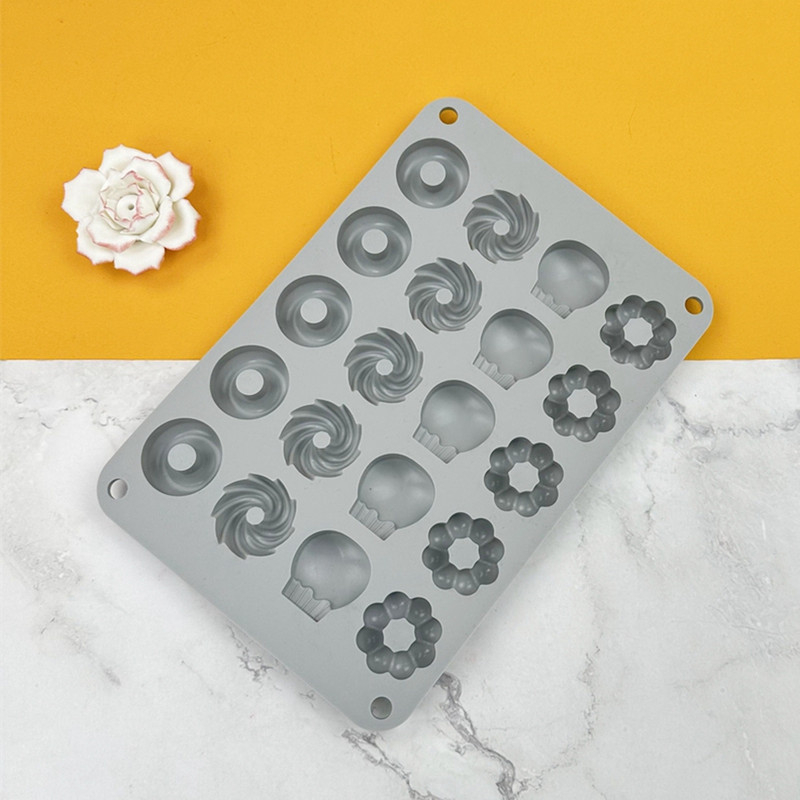 Moldes de Silicona Repostería y Pastelería Candy Mold σιλικόνης Μίνι ντόνατ DIY Κέικ σοκολάτας Φτιάχνοντας μούχλα Φόρμα ρητίνης παγοκύβου