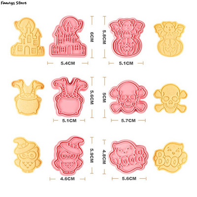 6 tükki Halloweeni küpsisevormi kolju lossi nahkhiire võlujooki pott Laste peokook Fondant pulgakommi hallitus Armas öökulli hallitus