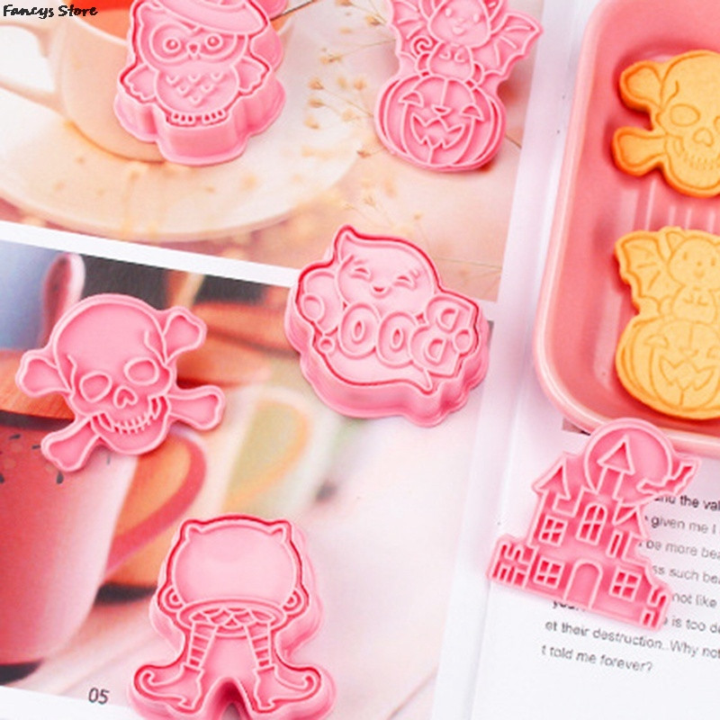 6 tükki Halloweeni küpsisevormi kolju lossi nahkhiire võlujooki pott Laste peokook Fondant pulgakommi hallitus Armas öökulli hallitus