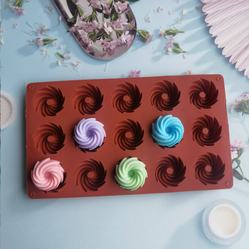 Мини спираловидни 15 Cavitys силиконови форми за торта за печене на десертен мус Нови форми за украса 3D Направи си сам торта, шоколадова форма за печене