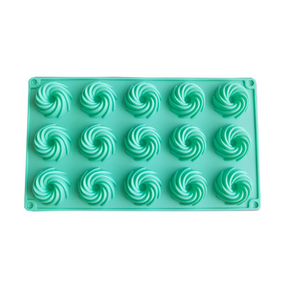 Minispiraalikujulised 15 õõnsusega silikoonist koogivormid küpsetamiseks magustoiduvaht Uued kaunistusvormid 3D DIY kook, šokolaadist küpsetusnõud