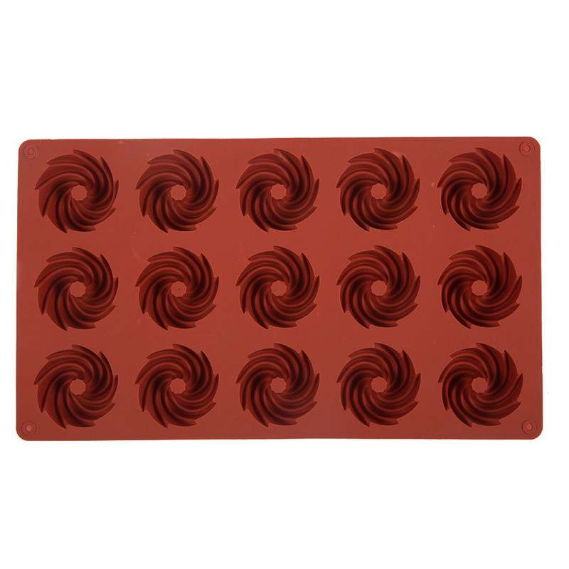 Minispiraalikujulised 15 õõnsusega silikoonist koogivormid küpsetamiseks magustoiduvaht Uued kaunistusvormid 3D DIY kook, šokolaadist küpsetusnõud