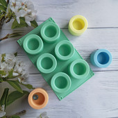 6 Ομοιόμορφο και κυρτό στρογγυλό στρογγυλό φλιτζάνι φόρμα κέικ φόρμα ψησίματος αρωματοθεραπεία κερί Παγωτό σάντουιτς φόρμα σιλικόνης για κέικ