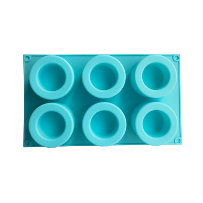 6 Ομοιόμορφο και κυρτό στρογγυλό στρογγυλό φλιτζάνι φόρμα κέικ φόρμα ψησίματος αρωματοθεραπεία κερί Παγωτό σάντουιτς φόρμα σιλικόνης για κέικ