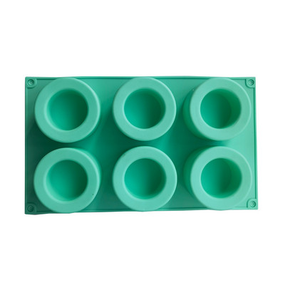 6 Ομοιόμορφο και κυρτό στρογγυλό στρογγυλό φλιτζάνι φόρμα κέικ φόρμα ψησίματος αρωματοθεραπεία κερί Παγωτό σάντουιτς φόρμα σιλικόνης για κέικ