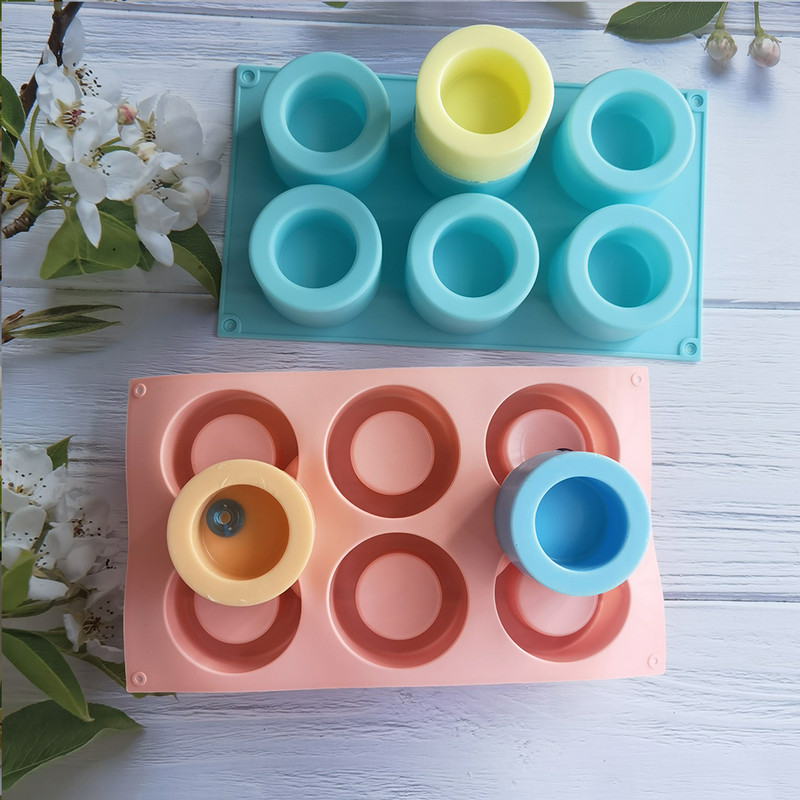 6 Ομοιόμορφο και κυρτό στρογγυλό στρογγυλό φλιτζάνι φόρμα κέικ φόρμα ψησίματος αρωματοθεραπεία κερί Παγωτό σάντουιτς φόρμα σιλικόνης για κέικ