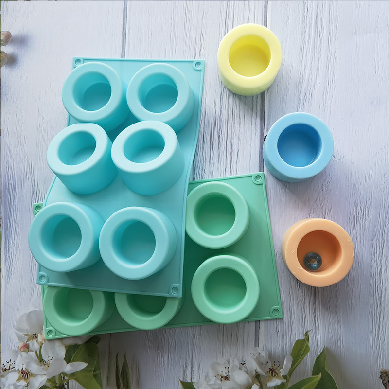 6 Ομοιόμορφο και κυρτό στρογγυλό στρογγυλό φλιτζάνι φόρμα κέικ φόρμα ψησίματος αρωματοθεραπεία κερί Παγωτό σάντουιτς φόρμα σιλικόνης για κέικ