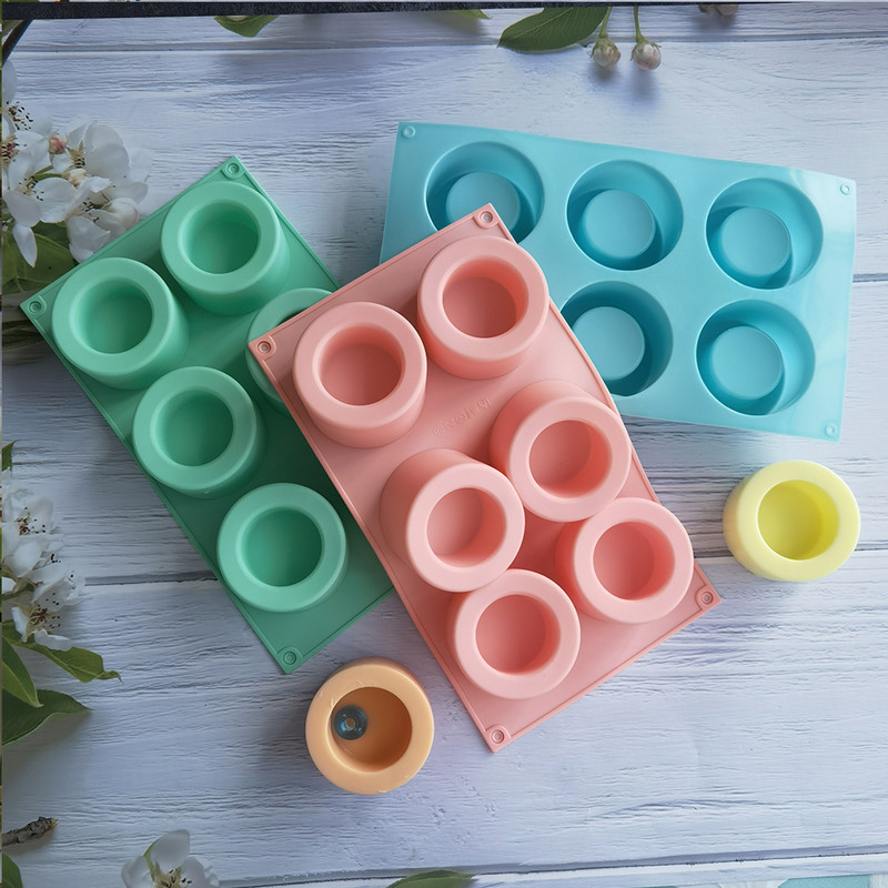 6 Ομοιόμορφο και κυρτό στρογγυλό στρογγυλό φλιτζάνι φόρμα κέικ φόρμα ψησίματος αρωματοθεραπεία κερί Παγωτό σάντουιτς φόρμα σιλικόνης για κέικ