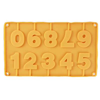 0-9 Numbers Shape Lolli φόρμα σιλικόνης 3D χειροποίητα κορόιδα σοκολατένια κέικ φόρμα ζελατίνας με ραβδιά Διακόσμηση πάρτι