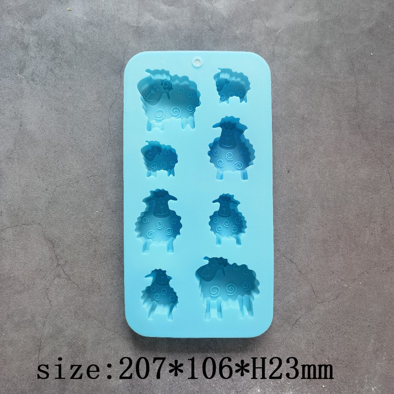 Εργαλεία ψησίματος για ζαχαροπλαστεία με 8 τρύπες για ζώα, πρόβατα, φόρμα σοκολάτας, φόρμα σιλικόνης, καραμέλα, ζελέ πουτίγκα