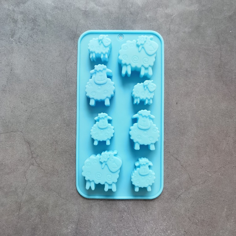 Εργαλεία ψησίματος για ζαχαροπλαστεία με 8 τρύπες για ζώα, πρόβατα, φόρμα σοκολάτας, φόρμα σιλικόνης, καραμέλα, ζελέ πουτίγκα