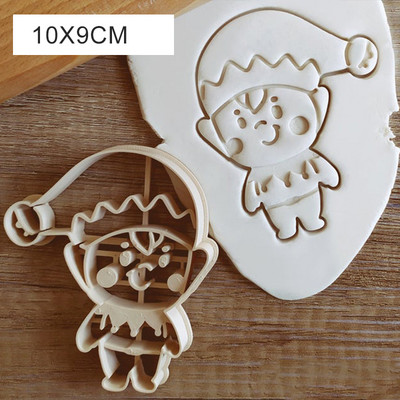 Γελοιογραφία Χριστουγεννιάτικα μπισκότα ανάγλυφη κόφτης Χριστουγεννιάτικου δέντρου με νιφάδα χιονιού μελόψωμο Άντρας Άγγελος σε σχήμα Φοντάν τούρτας Σφραγίδα προμήθειες για πάρτι