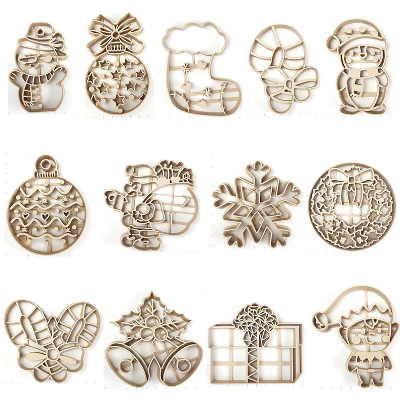 Γελοιογραφία Χριστουγεννιάτικα μπισκότα ανάγλυφη κόφτης Χριστουγεννιάτικου δέντρου με νιφάδα χιονιού μελόψωμο Άντρας Άγγελος σε σχήμα Φοντάν τούρτας Σφραγίδα προμήθειες για πάρτι