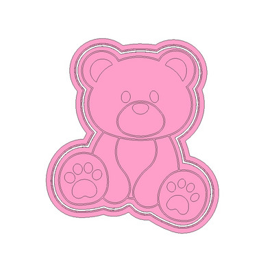 Armas istuv Baby Bear küpsiselõikur ja tempel beebi sünnipäeva duši jaoks.