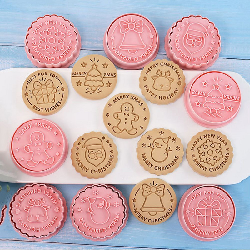 Uus jõuluvana lumememm puu põder armsa mustriga küpsise tempel surve fondant suhkur käsitöö küpsetustööriistad küpsisevormide dekoratsioonikomplektid