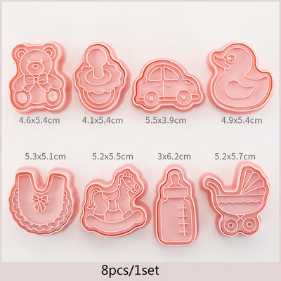 8 tk/komplekt beebiteemaline multifilm 3D küpsiselõikur, küpsised, vorm, plastist küpsetusvorm, küpsised kaunistusvahendid köögitarvikud