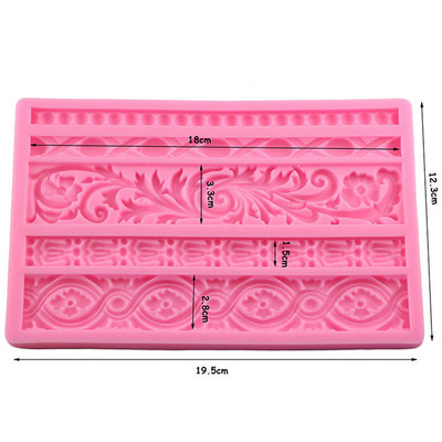 1 bucă mulinetă baroc cu bordură de tort în relief matriță din silicon pentru decorare pentru tort cu fondant, ciocolată, bomboane
