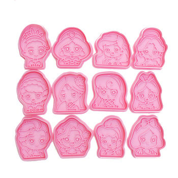 Princess Cake Cookie Embosser Cutter Πλαστική πρέσα μπισκότων Σφραγίδα DIY φόρμα μπισκότων Fondant Sugar Craft Mold Καλούπι μπισκότου κουζίνας