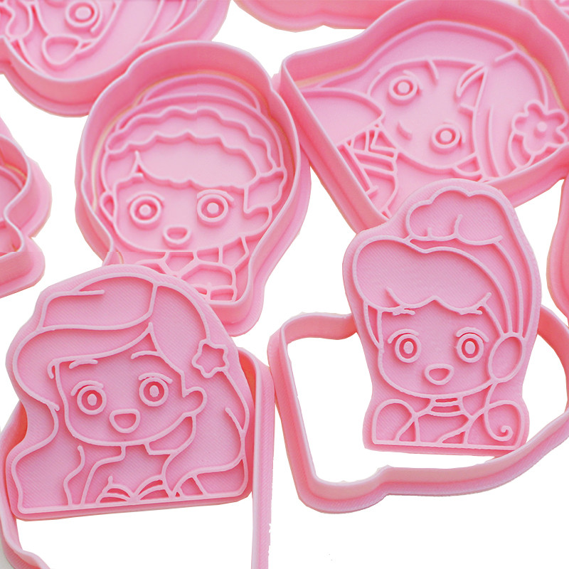 Cutter pentru prăjituri prințesă pentru tăiere pentru biscuiți din plastic, ștampilă de presă, matriță pentru prăjituri, pentru fondant, pentru artizanat pentru zahăr, matriță pentru biscuiți de bucătărie