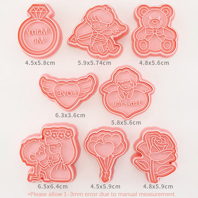 10 τμχ/Σετ φόρμα για μπισκότα για την Ημέρα του Αγίου Βαλεντίνου Σφραγίδα DIY LOVE Heart Shape Fondant για Εργαλεία διακόσμησης γαμήλιας τούρτας Καλούπια ψησίματος