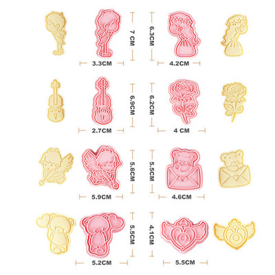 10 τμχ/Σετ φόρμα για μπισκότα για την Ημέρα του Αγίου Βαλεντίνου Σφραγίδα DIY LOVE Heart Shape Fondant για Εργαλεία διακόσμησης γαμήλιας τούρτας Καλούπια ψησίματος
