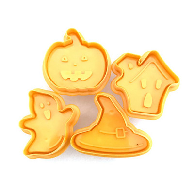 4Pcs Halloween Cookie Cookie Kalup Preša Vrsta 3D kalupa za rezanje keksa Kućni DIY kalup za pečenje Pumpkin Ghost Cookie Cake Cutter