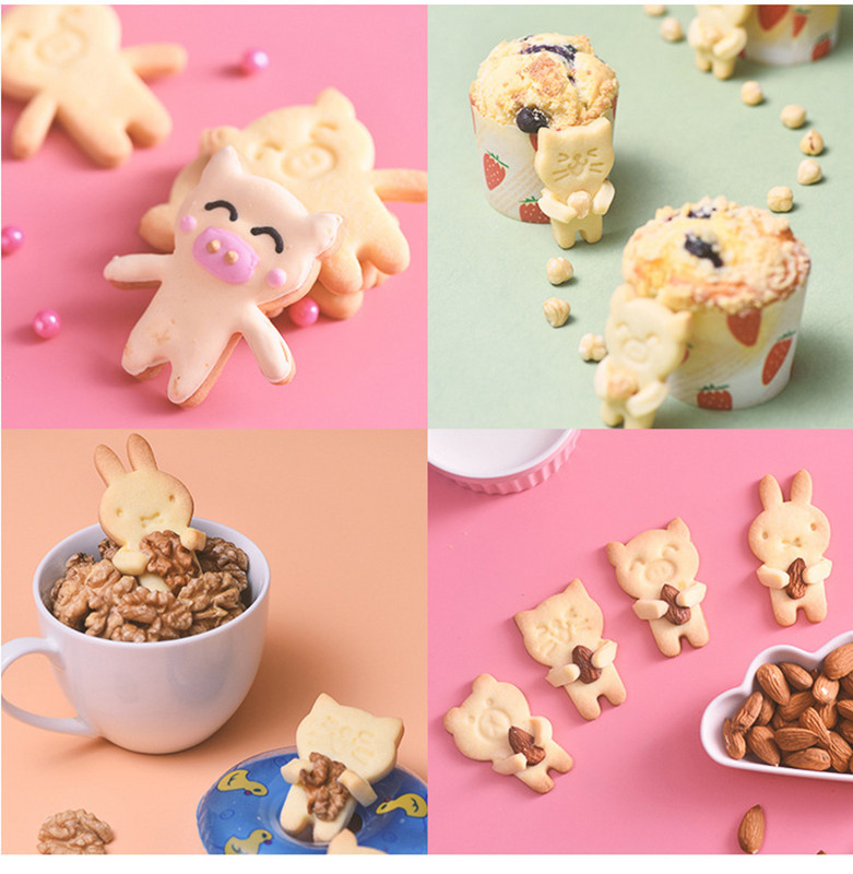 Drăguț de desene animate urs iepure pisică porc formă de tăiat prăjituri set fondant prăjitură biscuiți tăietor unelte 3D pentru decorarea torturilor matrițe pentru copt