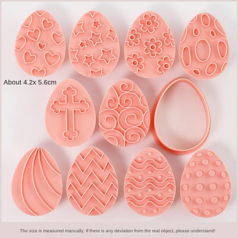 10 τμχ/σετ Εργαλείο DIY 3D Press Εργαλεία ψησίματος Flip Sugar Baking Πασχαλινό αυγό Φόρμα για πασχαλινό μπισκότο Φόρμα κοπής μπισκότων
