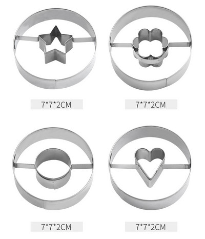 4 tk/komplekti küpsisetempli küpsis, kohandatud roostevabast terasest süda, naeratava näo kujuga küpsisevorm küpsiselõikur kondiitritooted küpsetusnõud