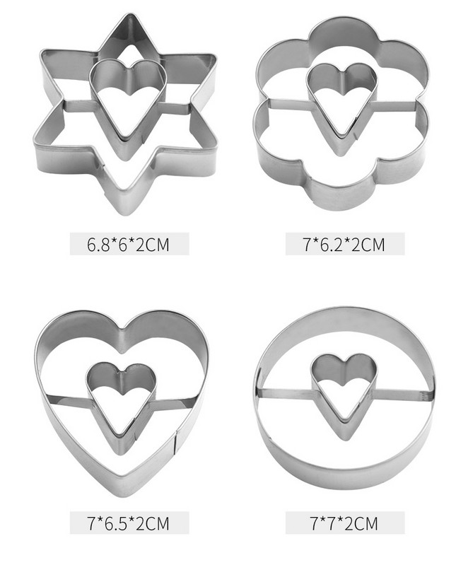 4 tk/komplekti küpsisetempli küpsis, kohandatud roostevabast terasest süda, naeratava näo kujuga küpsisevorm küpsiselõikur kondiitritooted küpsetusnõud