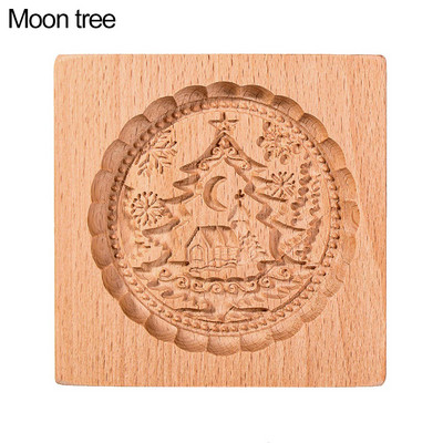 1 τμχ 3D Ξύλινη φόρμα ψησίματος για μπισκότα Χριστουγεννιάτικα σκαλιστά μελόψωμο φόρμα μπισκότων Διακοσμητικό μπισκότο σφραγίδα ανάγλυφο Craft Decor Εργαλεία ψησίματος