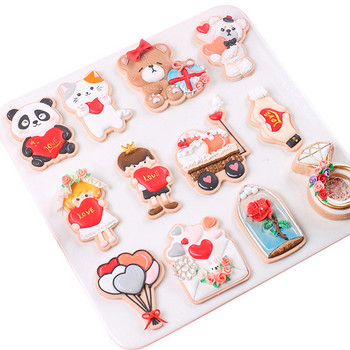4 τεμ/σετ Μπαλόνι Love Cookie Stamp Cutter Φόρμες για μπισκότα του Αγίου Βαλεντίνου Πλαστικά εργαλεία ψησίματος για μπισκότα για μπισκότα