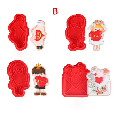 4 tk/komplekt Balloon Love küpsise templilõikur Vormid Ystävänpäivä küpsise templid Plastikust küpsise biskviitvormi küpsetustööriistad