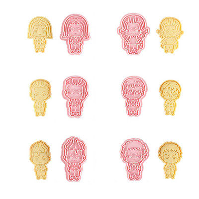 6 τμχ Anime Jujutsu Kaisen Cookie Cutters Set Baking 3D Press Stamp Embosser Mold Mold Cookie Stamp Cutter Cake DIY Mold