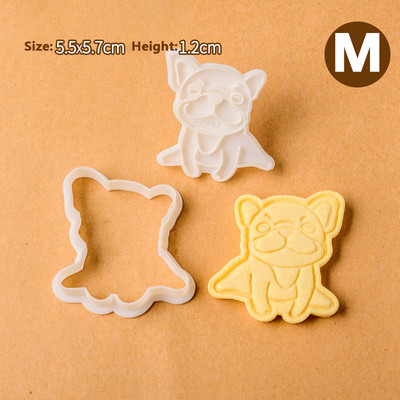 Νέο 2 τεμάχια/Σετ χαριτωμένο μπουλντόγκ σε σχήμα μπουλντόγκ, φόρμα για μπισκότα, εργαλεία ψησίματος για μπισκότα Εργαλείο ψησίματος Κουζινικά σκεύη Bakeware DIY Εργαλείο για παιδιά Καλούπι χεριού