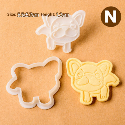 Νέο 2 τεμάχια/Σετ χαριτωμένο μπουλντόγκ σε σχήμα μπουλντόγκ, φόρμα για μπισκότα, εργαλεία ψησίματος για μπισκότα Εργαλείο ψησίματος Κουζινικά σκεύη Bakeware DIY Εργαλείο για παιδιά Καλούπι χεριού