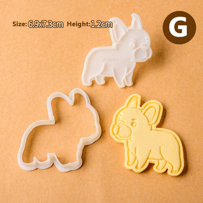 Νέο 2 τεμάχια/Σετ χαριτωμένο μπουλντόγκ σε σχήμα μπουλντόγκ, φόρμα για μπισκότα, εργαλεία ψησίματος για μπισκότα Εργαλείο ψησίματος Κουζινικά σκεύη Bakeware DIY Εργαλείο για παιδιά Καλούπι χεριού