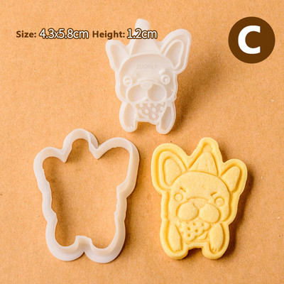 Νέο 2 τεμάχια/Σετ χαριτωμένο μπουλντόγκ σε σχήμα μπουλντόγκ, φόρμα για μπισκότα, εργαλεία ψησίματος για μπισκότα Εργαλείο ψησίματος Κουζινικά σκεύη Bakeware DIY Εργαλείο για παιδιά Καλούπι χεριού