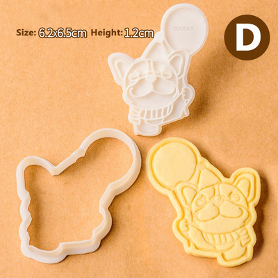 Νέο 2 τεμάχια/Σετ χαριτωμένο μπουλντόγκ σε σχήμα μπουλντόγκ, φόρμα για μπισκότα, εργαλεία ψησίματος για μπισκότα Εργαλείο ψησίματος Κουζινικά σκεύη Bakeware DIY Εργαλείο για παιδιά Καλούπι χεριού