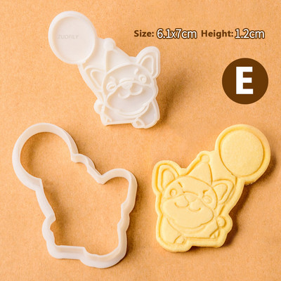 Νέο 2 τεμάχια/Σετ χαριτωμένο μπουλντόγκ σε σχήμα μπουλντόγκ, φόρμα για μπισκότα, εργαλεία ψησίματος για μπισκότα Εργαλείο ψησίματος Κουζινικά σκεύη Bakeware DIY Εργαλείο για παιδιά Καλούπι χεριού