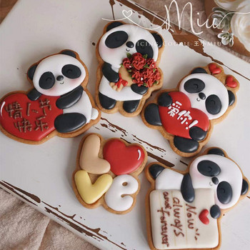 Φόρμα για μπισκότα για την ημέρα του Αγίου Βαλεντίνου Panda Bear Cupid Angel Frosting Cookie Cutter Cartoon 3D Home DIY Αξεσουάρ ζαχαροπλαστικής και αρτοποιίας