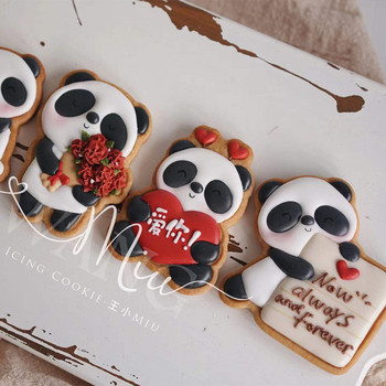 Φόρμα για μπισκότα για την ημέρα του Αγίου Βαλεντίνου Panda Bear Cupid Angel Frosting Cookie Cutter Cartoon 3D Home DIY Αξεσουάρ ζαχαροπλαστικής και αρτοποιίας