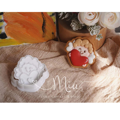 Φόρμα για μπισκότα για την ημέρα του Αγίου Βαλεντίνου Panda Bear Cupid Angel Frosting Cookie Cutter Cartoon 3D Home DIY Αξεσουάρ ζαχαροπλαστικής και αρτοποιίας