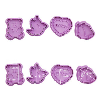 4 τεμάχια/Σετ φόρμα για μπισκότα με γραμματόσημα 3D Μπισκότα πλάκας κοπής ζαχαροπλαστικής διακόσμησης ζαχαροπλαστικής ζαχαροπλαστικής Εργαλείο φόρμας ψησίματος