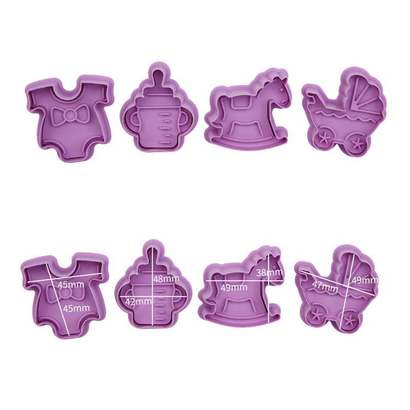 4 bucăți/set bricolaj ștampila biscuiți matriță 3D cookie piston tăietor de patiserie decorarea alimentelor fondant instrument de coacere