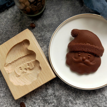 Ξύλινη χριστουγεννιάτικη πρέσα για μπισκότα 3D Χιονάνθρωπος Santa Cute Animals Cake Ανάγλυφο Φόρμες για μπισκότο μελόψωμο Φόρμα ψησίματος κουζίνας
